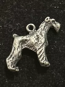 PLATA ESTERLINA 3D TEXTURA SCHNAUZER PERRO COLGANTE ENCANTO - Imagen 1 de 9
