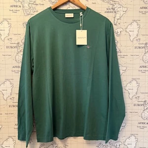 T-shirt uomo Gant scudo manica lunga girocollo taglia media nuova con etichetta - Foto 1 di 10
