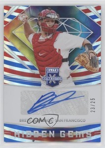 2020 Elite Extra Edition Hidden Gems Red White & Blue /25 Brett Auerbach Auto