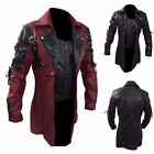 Mens Steampunk Leather Jacket Biker Motorcycle Coat Medieval Renaissance Jacket