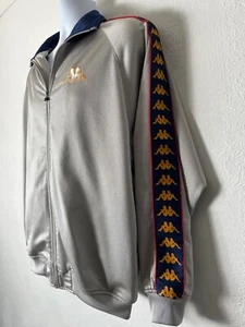Kappa Mens Track Jacket Coat Zip Medium Full Zip Black Grey Gray - Picture 1 of 14