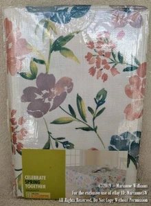 NEW SUMMER FLORAL TABLECLOTH 60" X 84" OBLONG WHITE WITH SUMMER FLOWERS - Picture 1 of 3