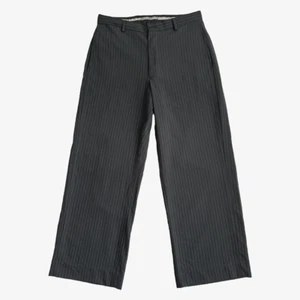 EMPORIO ARMANI Vintage 90's Gray Striped Wide Leg Wool Crop Pants - Picture 1 of 7