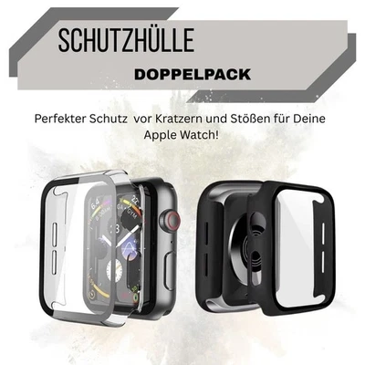 THE5SHOP Schutzhülle 2x für Apple Watch Series 7/8/9/10/11 ✅ Display Case 9H Glas 41-49mm