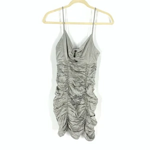 Zara Silver Ruched Mini Dress Women's Size Small - Picture 1 of 7