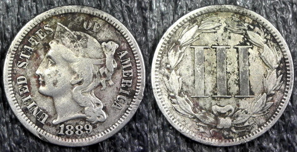 1889 3-Cent Nickel Three-Cent Coin - Very Low Mintage of 18,125 - (Z656) - Image 1 of 3