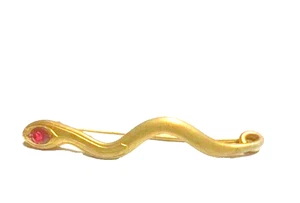 Antique Gilt Over Bronze Jeweled Snake Brooch - Picture 1 of 2