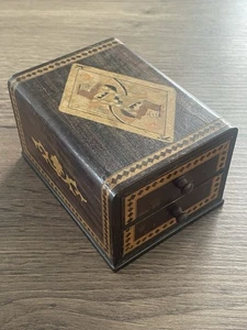 Ancienne boite à jeux de cartes en marqueterie - Imagen 1 de 9