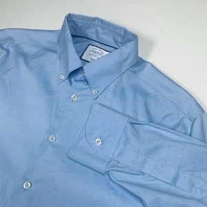 Charles Tyrwhitt Long Sleeve Dress Shirt Men 16.5 Slim Fit Blue Sheen Non Iron - Picture 1 of 8