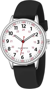 Nurse Watch for Women Waterproof Analog Silicone with Second Hand Black  - Picture 1 of 6