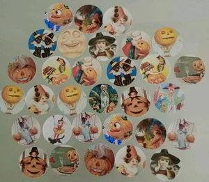 1" Card Stock Craft Circles Halloween Theme Bottle Caps 32 Count New #5 - Picture 1 of 4