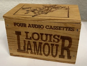 Louis L'Amour 4 Audio Cassettes in Carved Wooden Box 1993 Western Audio Book - Picture 1 of 3