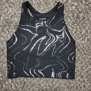 OLD NAVY Active Powersoft Go-dry Size M (8) Black With Silver Chrome Swirls Bra - Picture 1 of 5
