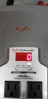 SCHUMACHER 750 WATT 12VDC to 120VAC POWER INVERTER  model XI75DU Pure Sine Wave - Image 1 of 2