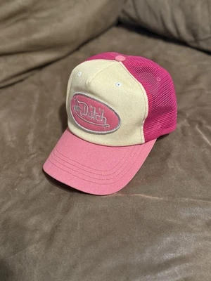 RARO Y2K Von DUTCH Rosa Claro Brillo Malla Oscura Bronceado Camionero Snapback Sombrero DE COLECCIÓN Foto 1 de 4