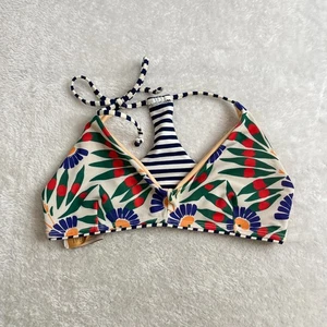 Seea Swimwear Bikini Top Womens Large Tropical Print Racerback Striped Support L - Picture 1 of 13