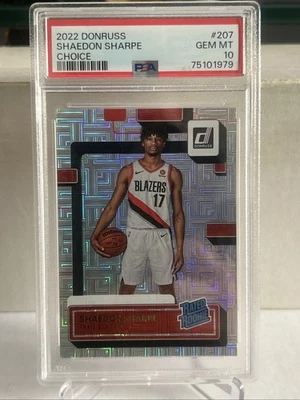2022-23 Panini Donruss Rated Rookie Choice Shaedon Sharpe #207 Rookie PSA 10 - Image 1 of 2