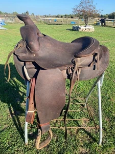 Antik/Vintage 15,5" Western Hartsitz Rough Out Bulldogging / Seilsattel - Bild 1 von 12