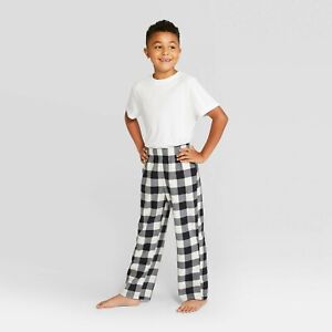 Kids' Holiday Buffalo Plaid Check Pajama Pants 5 Black/White
