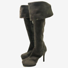 BCBGMaxazria Valerie Thigh High Boots Womens 9 39 Gray Suede Leather Platform