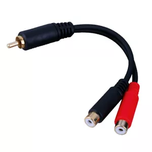 RCA 2 Female to 1 Male "Y" Splitter Cable Black Red Black Connectors Extension - Picture 1 of 4