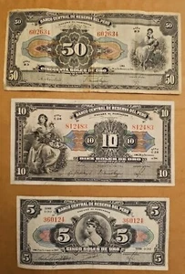 PERU BANKNOTE 5, 10, 50 SOLES DE ORO SERIE FERROCARRIL 1941, 1947) SET X 03 - Bild 1 von 17