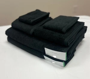 New 6 Piece Bath Sheet Set- Black - Picture 1 of 6