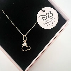Disney X Pandora Mickey Mouse Silhouette Diamond Necklace Gold 6/75 NIB - Picture 1 of 6