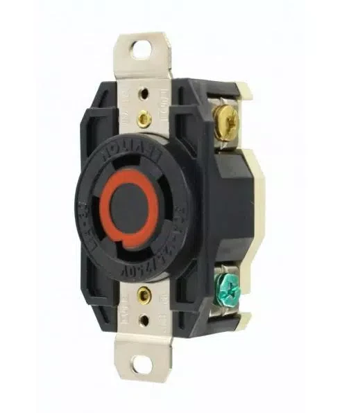 Leviton 2710 30Amp 125/250V Flush Mounting Locking Receptacle, Black