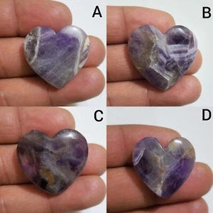 Awesome Banded Amethyst Heart Shape Cabochon Loose Gemstone For Making Jewelry - Picture 1 of 13
