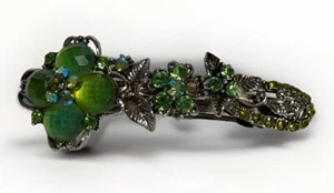 Green Blue Crystal Rhinestone 2.5” Hair Barrette Clip - Picture 1 of 5
