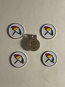 (4) Arnold Palmer Logo Bay Hill GC Invitational 1" Coin Golf Markers W/Hat Clip - Picture 1 of 1