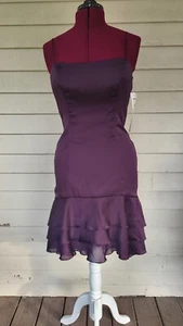 Vintage neu mit Etikett Y2k lila Ballkleid asymmetrisch Satin Slip Gr. 12 Whimsygoth Fee - Bild 1 von 13