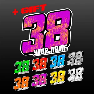 3 pcs Custom Racing Numbers and Name, Vinyl Stickers, UV Laminated, + Gift 3 pcs - Bild 1 von 13