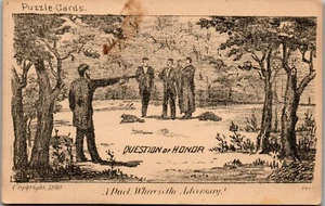 Victorian Puzzle Card 1880 - A duel Where is the Adversary VT1 - Picture 1 of 2