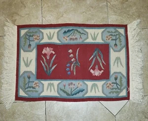 Vintage Kelim enger Wollteppich Südwest-Stil Teppich 20" x 30" mit Baumwollfransen - Bild 1 von 19