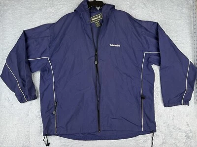Timberland Jacket Mens 2XL XXL Blue Full Zip Windbreaker 100% Nylon Hood READ ME - Image 1 of 4