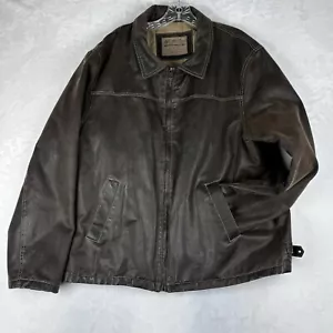 COLUMBIA Dark Brown Men's Faux Leather Full Zip Jacket Bomber Size XL - Picture 1 of 15