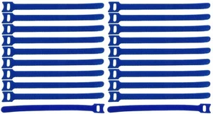 20 x Klett-Kabelbinder wiederverwendbar 200 x 25 mm blau Kabelklett Klettband - Picture 1 of 7