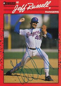 JEFF RUSSELL TEXAS RANGERS SIGNED CARD BOSTON RED SOX REDS CLEVELAND INDIANS A'S