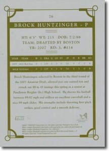 2007 Brock Huntzinger TriStar Rookie Press Plate BACK RC Mint 1/1