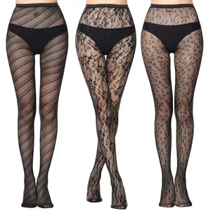 Women Sexy Fishnet Tights Stockings Black Patterned Fish Net Socks Pantyhose LOT - Picture 1 of 25