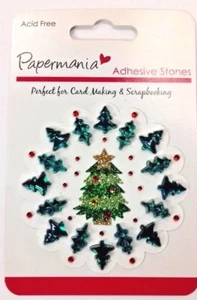Papermania Decorative Adhesive Christmas Gems Green Trees & Red Diamantes  - Picture 1 of 1