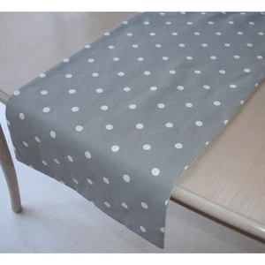 Coffee Table Runner 4ft Grey and White Polka Dots 48" Spots 120cm Dotty - Picture 1 of 3