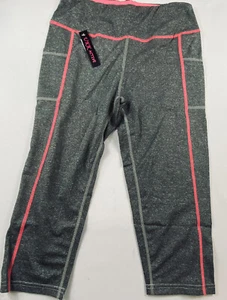 Pantalones capri UKK Active para mujer talla S/M gris blanco rosa ribete ropa deportiva - Imagen 1 de 9