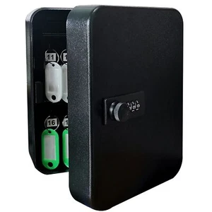 Key Lock Box Wall Mounted with Combination Lock Key Cabinet for 20 Keys Black - Picture 1 of 7