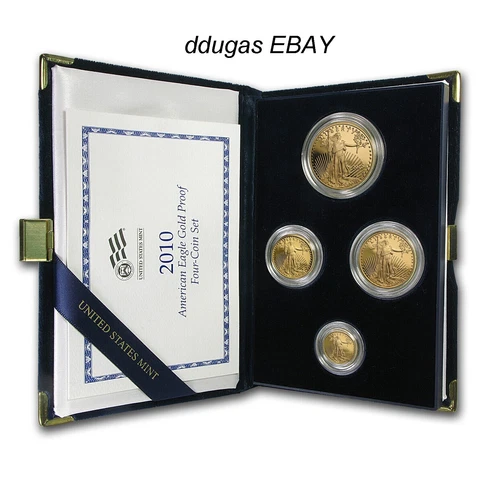 2010-W 4-Coin Proof Gold American Eagle Set (w/Box & COA) Pristine  condition Cover