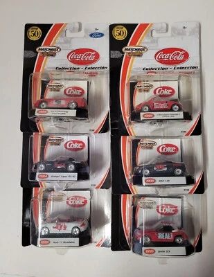 Coca Cola-Matchbox-50th Ann-Complete Set 6-BMW,MGF,VIPER,MUSTANG,AUDI,VW CONCEPT - Image 1 of 4