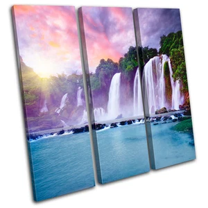 Waterfall River Forest Lake Canvas Artwork Picture Print Wall Hanging Photo - Picture 1 of 1