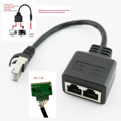 Cavo Adattatore Accoppiatore Sdoppiatore Rete Ethernet LAN Maschio a 2 Femmine RJ45 CAT6/5 Maschio a 2 Femmine - Immagine 1 di 3